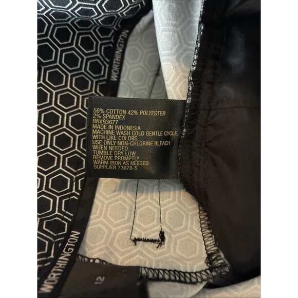 Worthington Womens 12 Black White Geometric Capri Pants Stretch Career Work - Picture 5 of 5